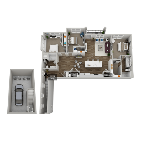 a bedroom floor plan with a bedroom and a living room
